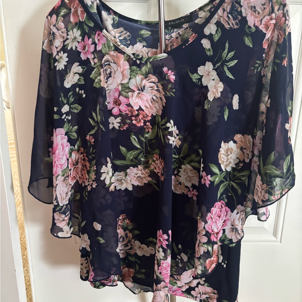 Valentina Navy and Pink Floral Blouse